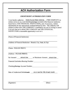 ACH Authorization Form | Noble County Ohio